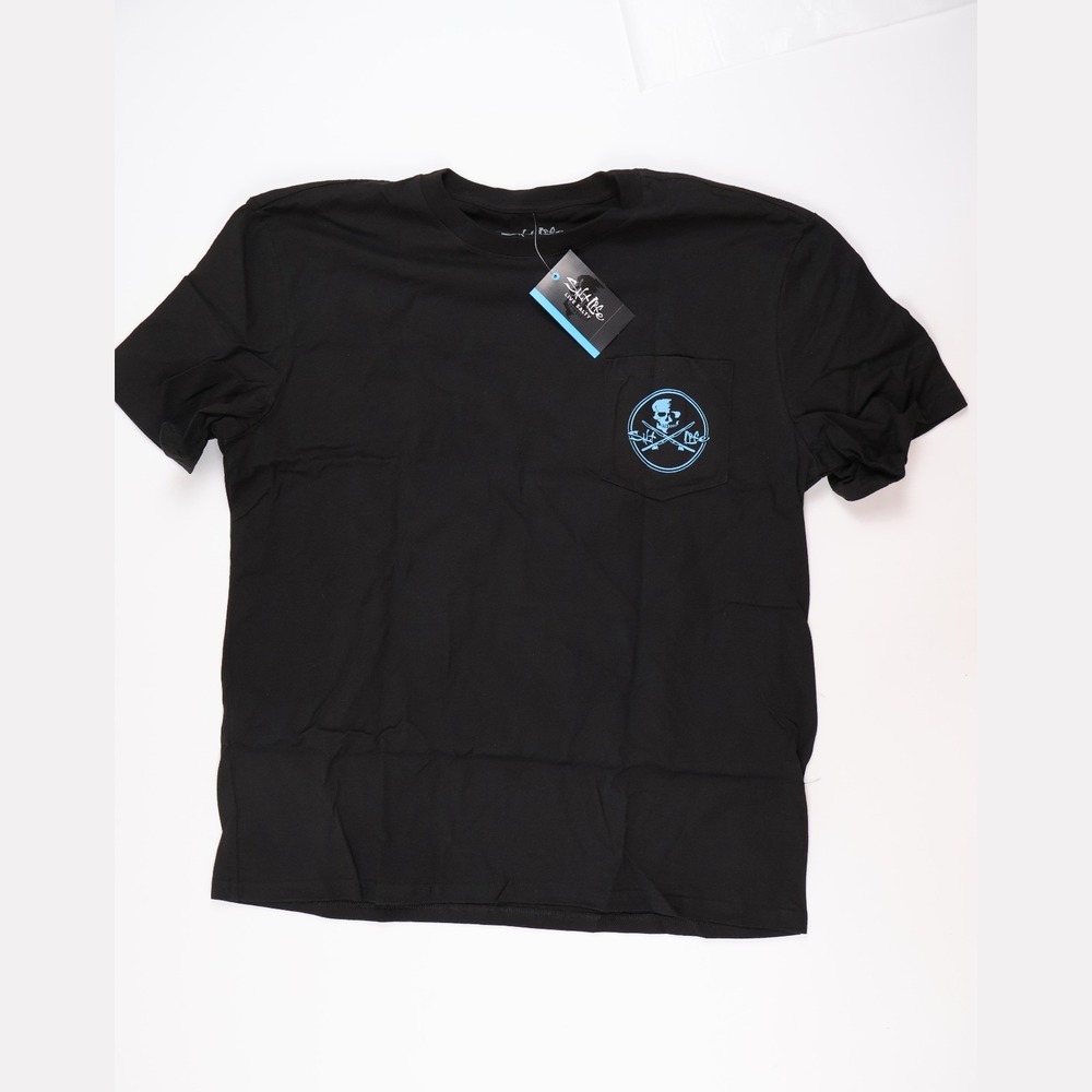 Salt Life T Shirt Skull Fishing Rods Black Blue XL NWT